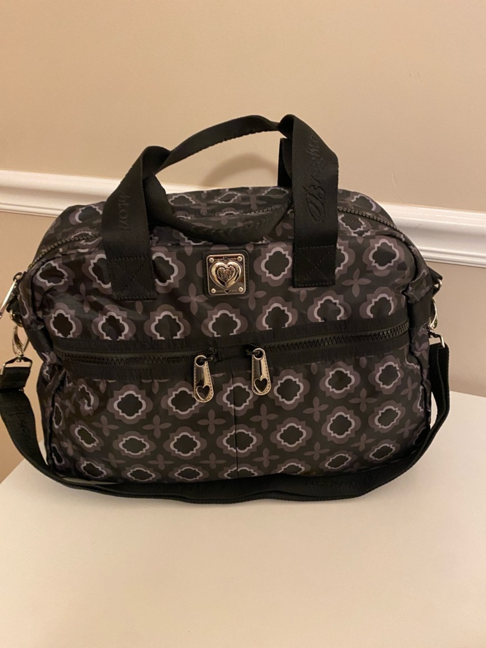Brighton Black and Gray Patterned Duffel Bag